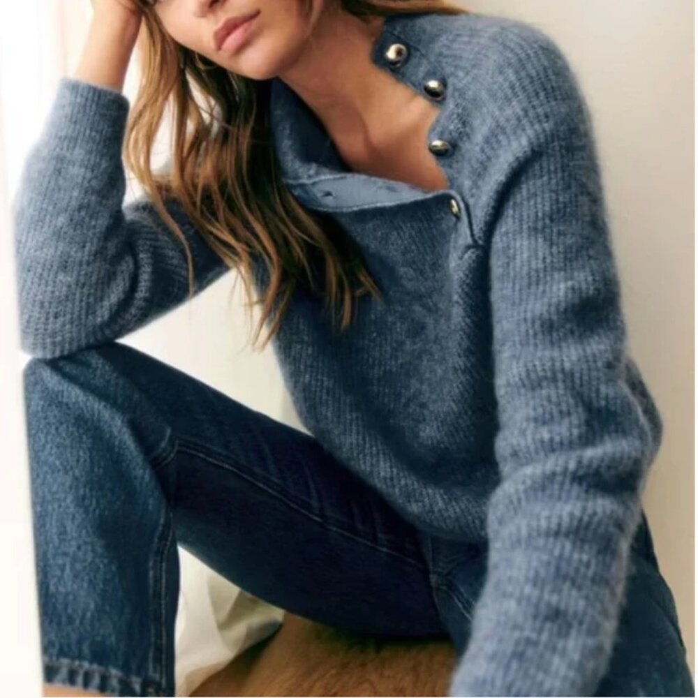 NEW! Sezane Trudy Sweater in Vintage Blue, NWT, Size XS